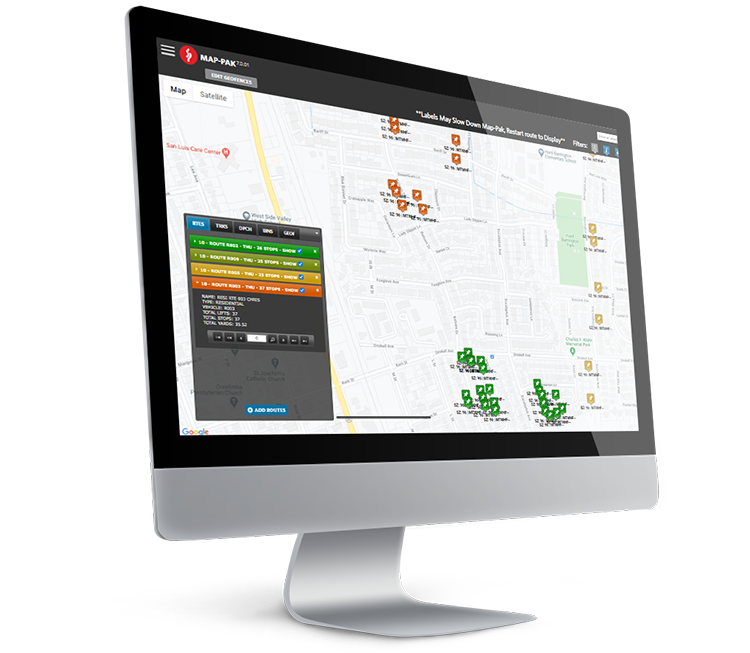 Map-Pak Garbage Truck Trash Routing Software